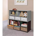 Stackable Shelf Storage Cubby with 3 Baskets, Espresso, Modular Home Organizer
