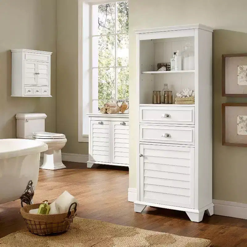 Wall Mounted Storage Cabinet, Warm White, Bathroom & Kitchen Wall Cabinet with Door