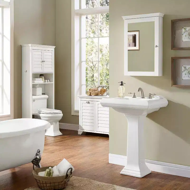 Wall Mounted Storage Cabinet, Warm White, Bathroom & Kitchen Wall Cabinet with Door