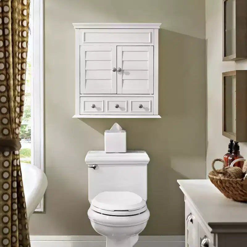 Wall Mounted Storage Cabinet, Warm White, Bathroom & Kitchen Wall Cabinet with Door
