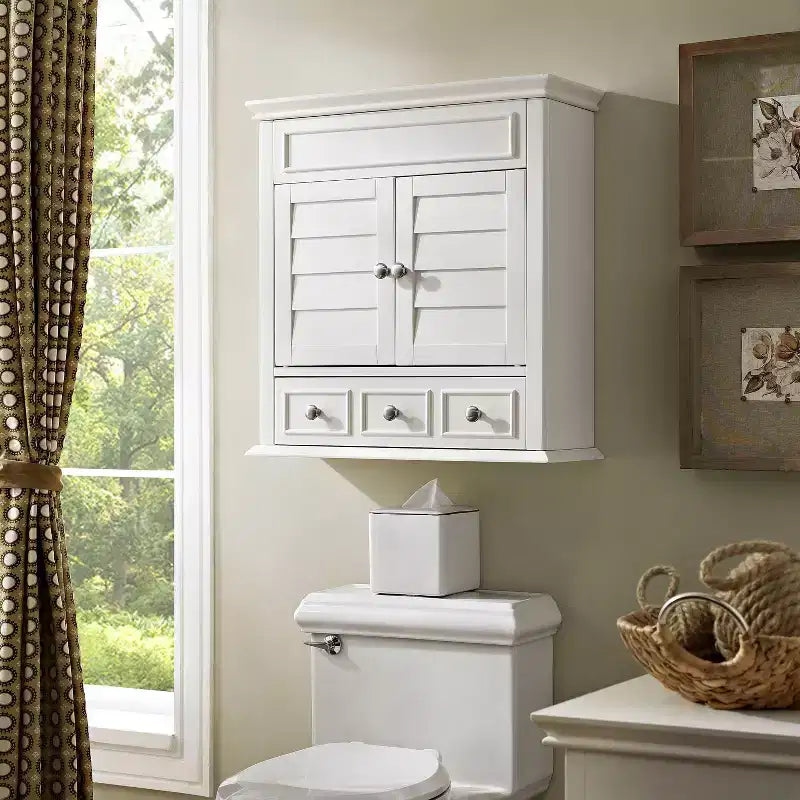 Wall Mounted Storage Cabinet, Warm White, Bathroom & Kitchen Wall Cabinet with Door