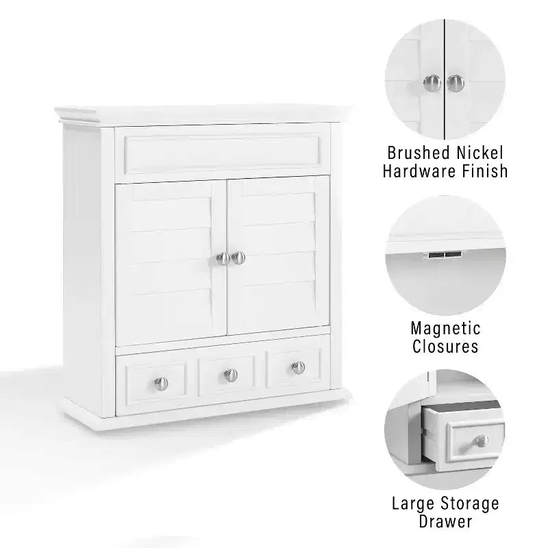 Wall Mounted Storage Cabinet, Warm White, Bathroom & Kitchen Wall Cabinet with Door