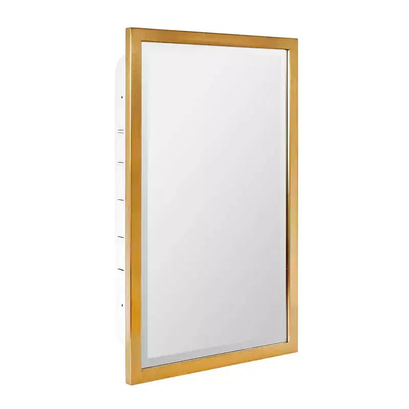 Head West 16"x26" Brushed Gold Recessed Medicine Cabinet with Beveled Mirror