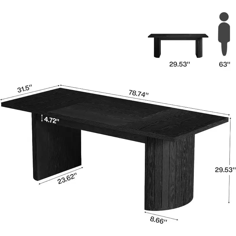 78.74" Extra Long Executive Desk, Large Computer Office Desk with Wooden Double Pedestal