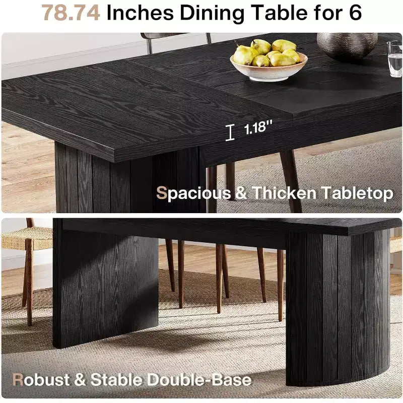 78.74" Extra Long Executive Desk, Large Computer Office Desk with Wooden Double Pedestal