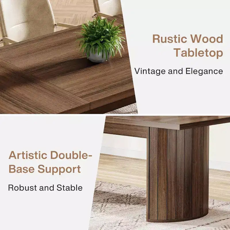 78.74" Extra Long Executive Desk, Large Computer Office Desk with Wooden Double Pedestal