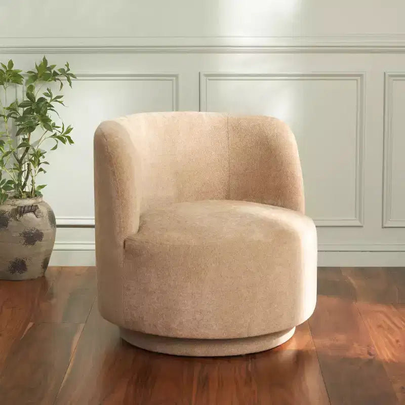 Fauteuil pivotant, sans accoudoirs, en lin, rotation à 360 degrés, cadre en bois, 125 kg