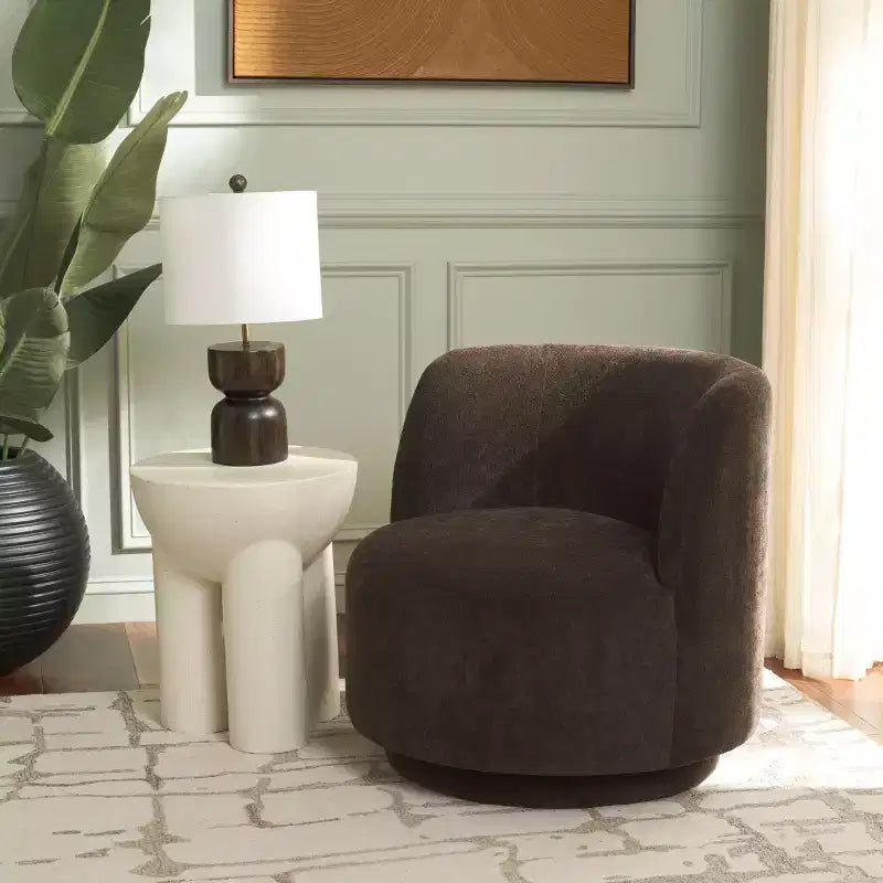 Fauteuil pivotant, sans accoudoirs, en lin, rotation à 360 degrés, cadre en bois, 125 kg