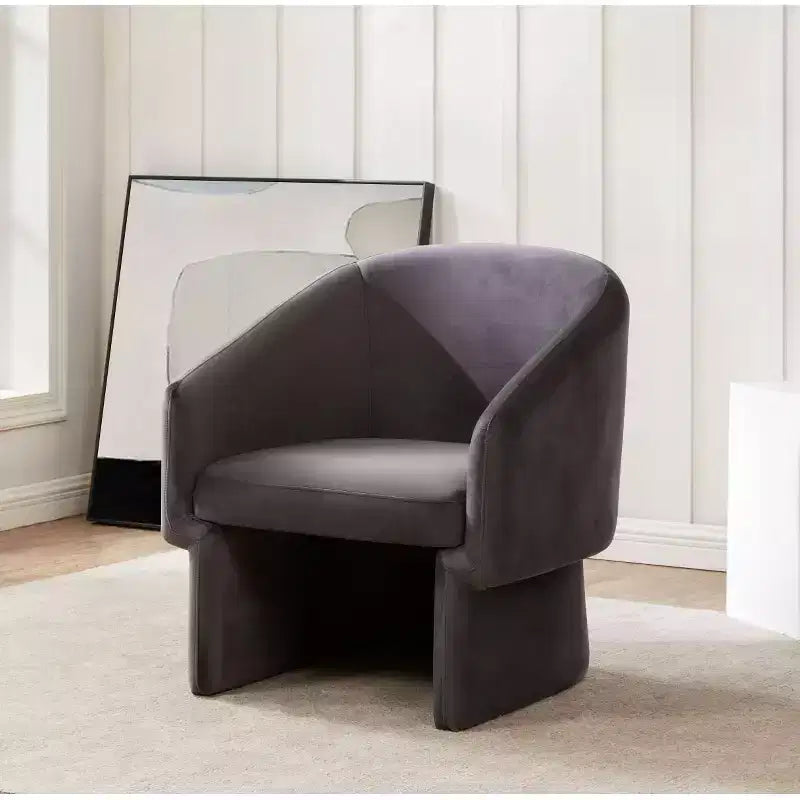 Barrel Back Accent Chair, Forest Green Polyester Upholstered, Wood Frame, 275LBS