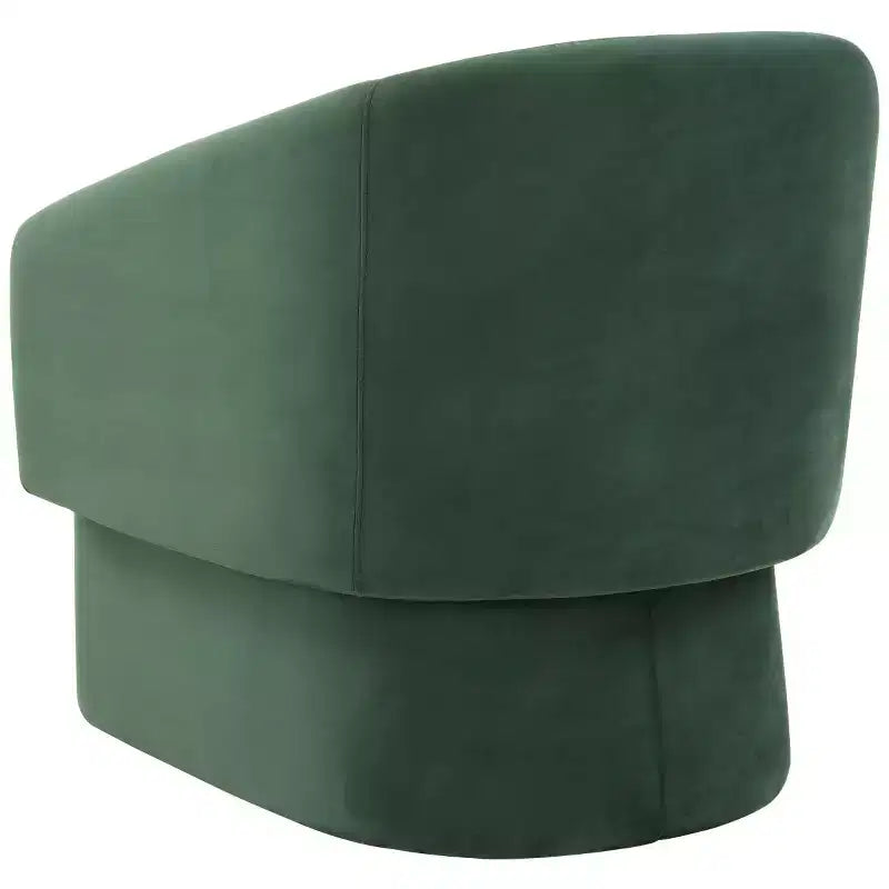 Barrel Back Accent Chair, Forest Green Polyester Upholstered, Wood Frame, 275LBS