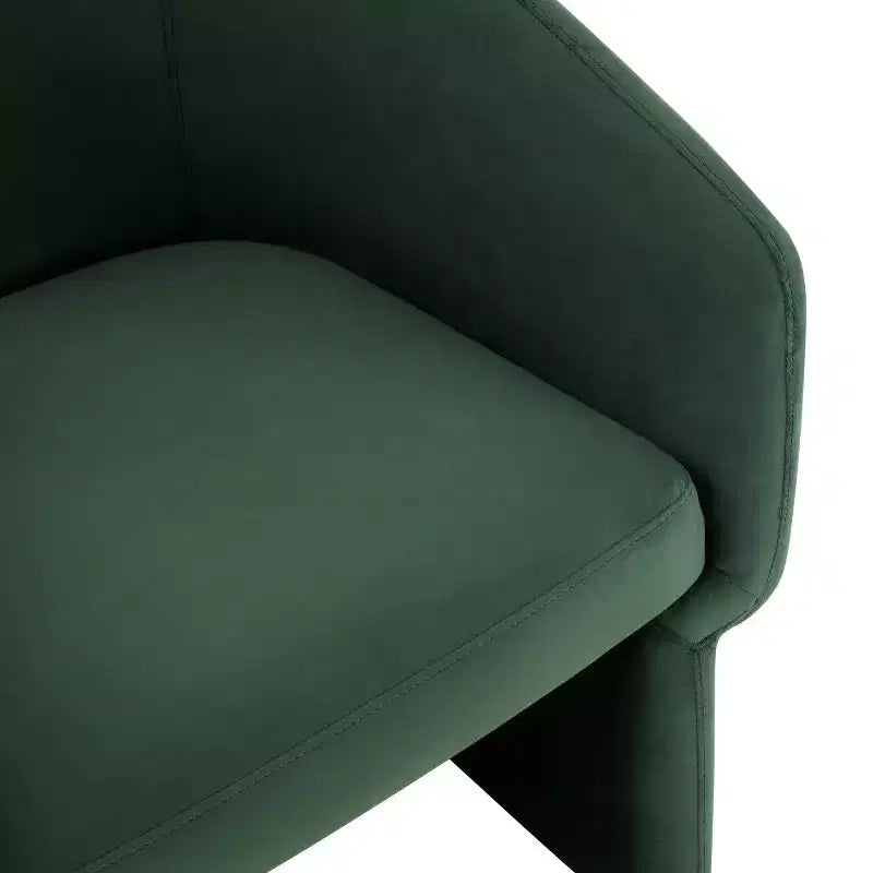 Barrel Back Accent Chair, Forest Green Polyester Upholstered, Wood Frame, 275LBS