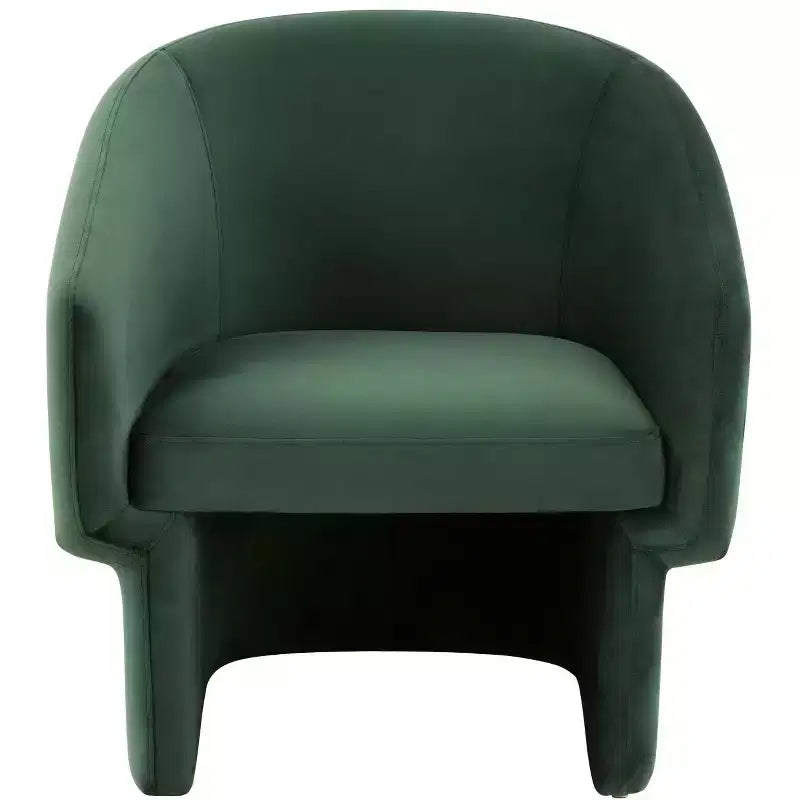 Barrel Back Accent Chair, Forest Green Polyester Upholstered, Wood Frame, 275LBS