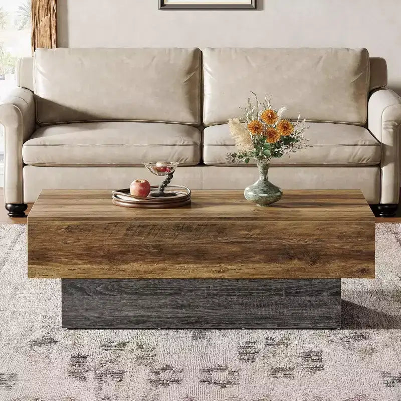 55-Inch Farmhouse Wood Coffee Table for Living Room, Office Reception Area