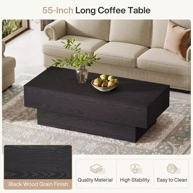 55-Inch Farmhouse Wood Coffee Table for Living Room, Office Reception Area