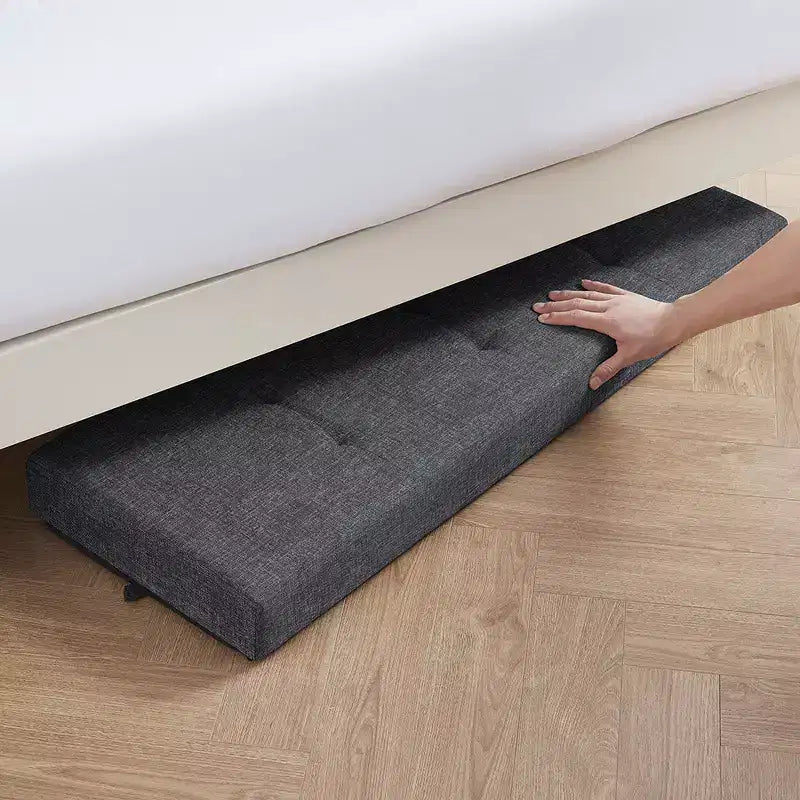 Foldable Tufted 43" Linen Bench Storage Ottoman with Legs for Bedroom & Entryway