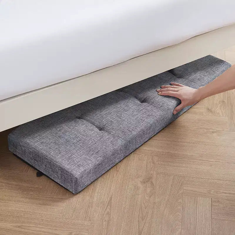 Foldable Tufted 43" Linen Bench Storage Ottoman with Legs for Bedroom & Entryway