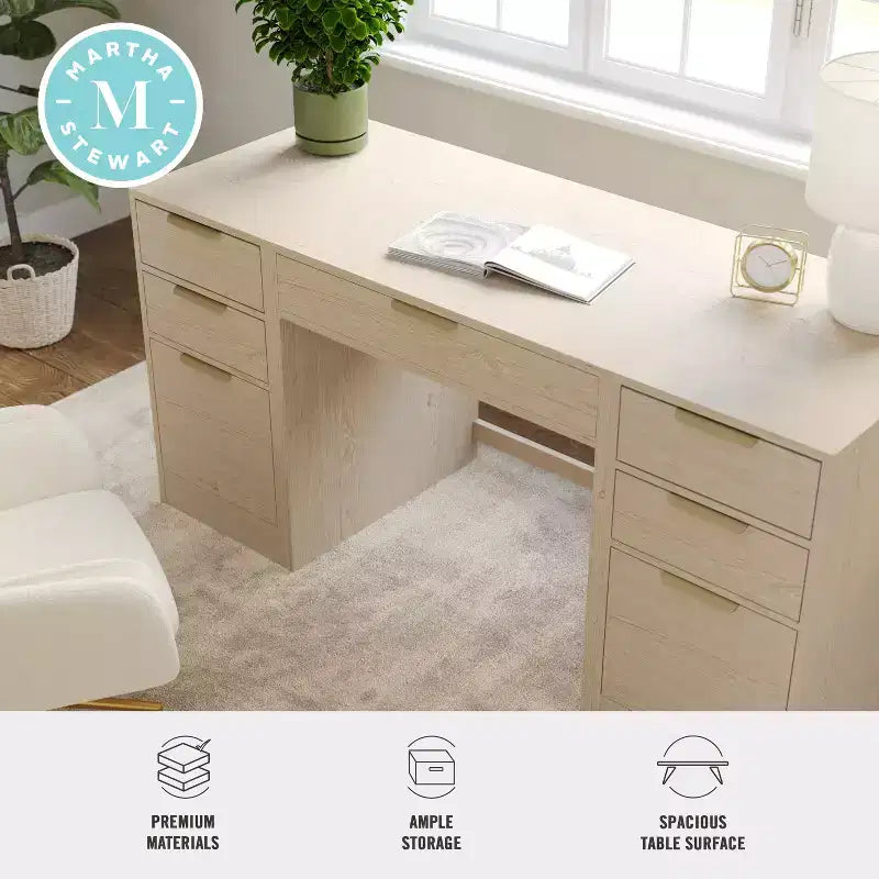 Bureau d'angle modulable avec un tiroir et deux caissons de classement à 3 tiroirs, bois composite