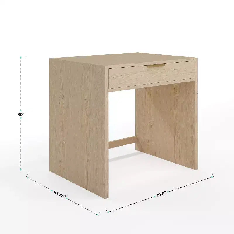Bureau d'angle modulable avec un tiroir et deux caissons de classement à 3 tiroirs, bois composite