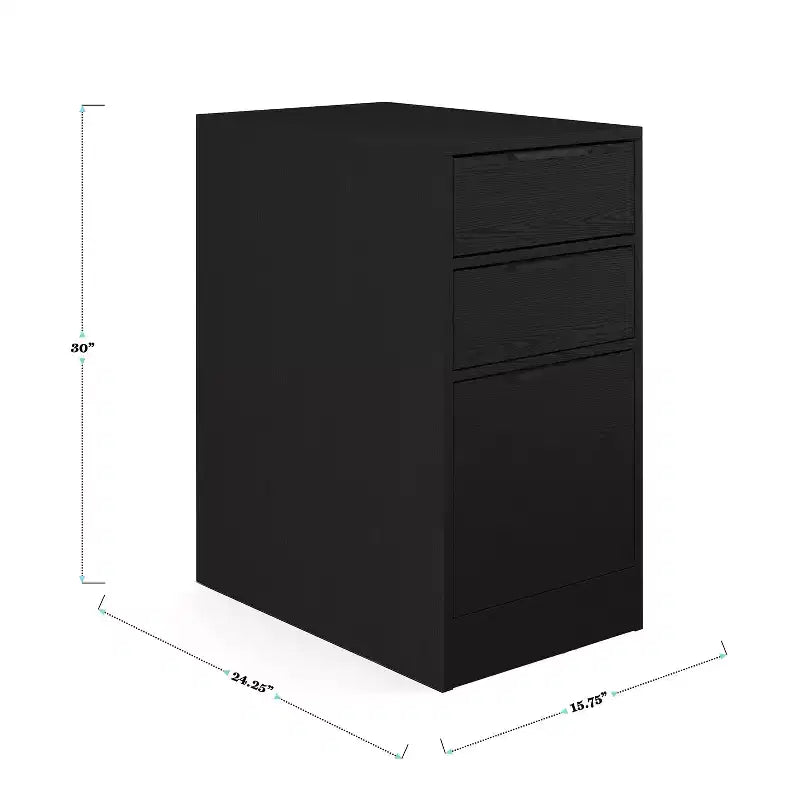 Bureau d'angle modulable avec un tiroir et deux caissons de classement à 3 tiroirs, bois composite