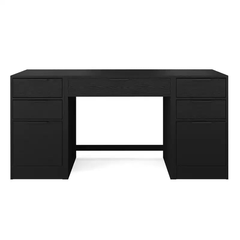 Bureau d'angle modulable avec un tiroir et deux caissons de classement à 3 tiroirs, bois composite