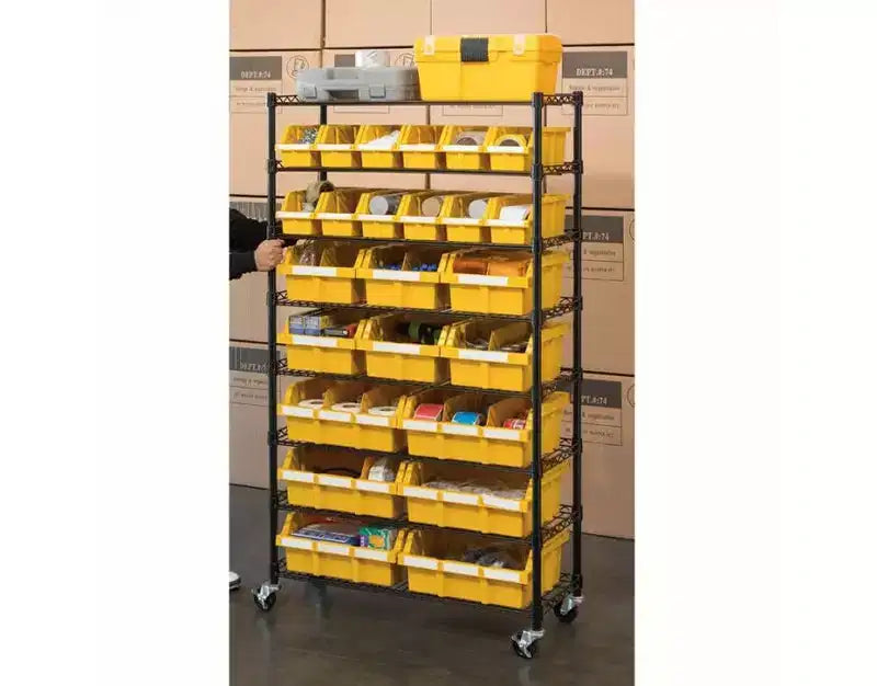 8-Tier 24-Bin Rack Storage Unit, 36"W x 14.25"D x 63.5"H, Heavy-Duty Organizer