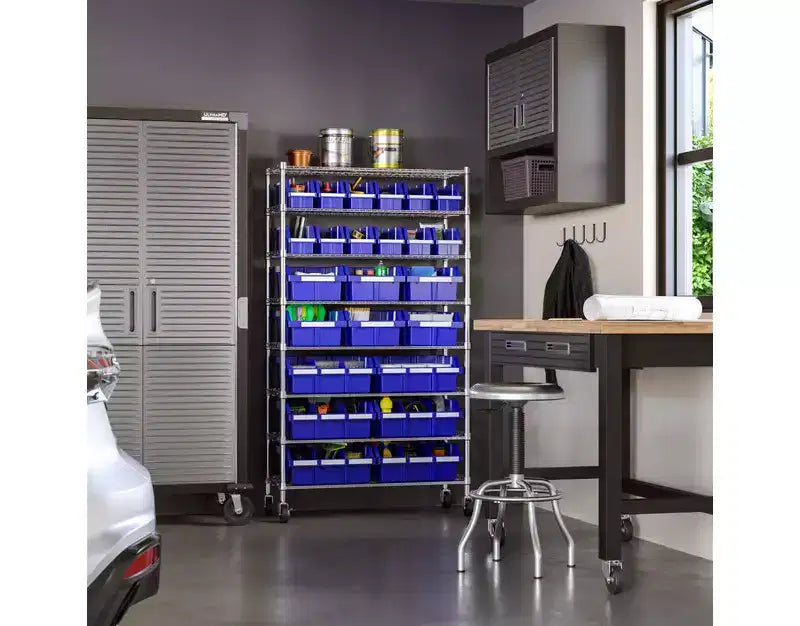 8-Tier 24-Bin Rack Storage Unit, 36"W x 14.25"D x 63.5"H, Heavy-Duty Organizer