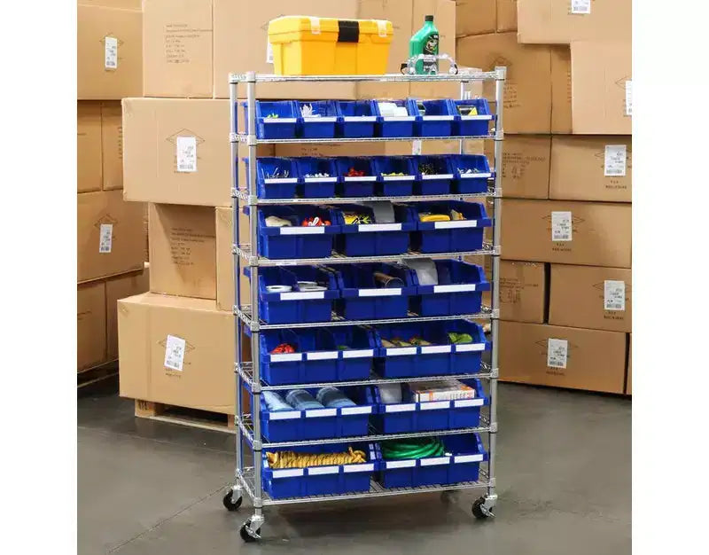 8-Tier 24-Bin Rack Storage Unit, 36"W x 14.25"D x 63.5"H, Heavy-Duty Organizer