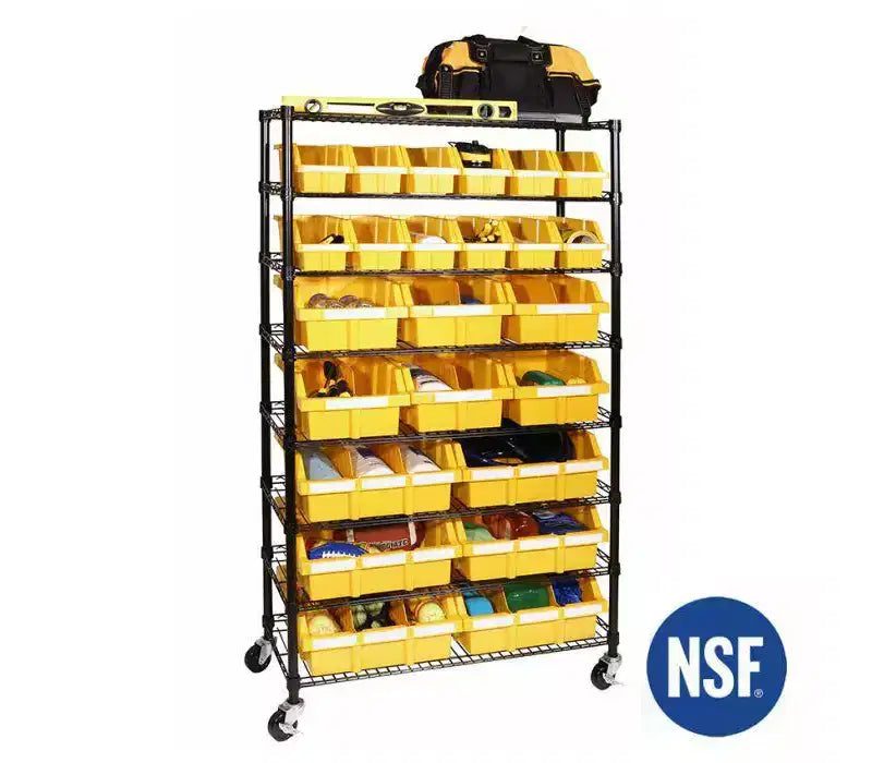 8-Tier 24-Bin Rack Storage Unit, 36"W x 14.25"D x 63.5"H, Heavy-Duty Organizer