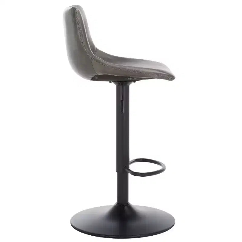 Adjustable Bar Stool, Iron Frame, PU Leather Seat, 360° Swivel, Footrest, 275LBS