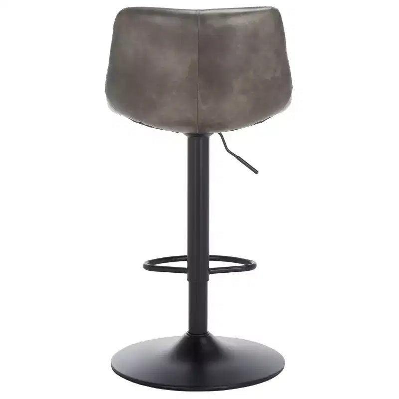 Adjustable Bar Stool, Iron Frame, PU Leather Seat, 360° Swivel, Footrest, 275LBS