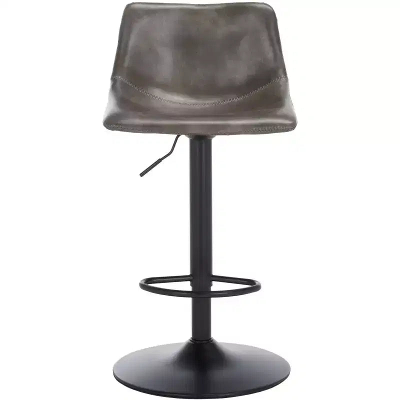 Adjustable Bar Stool, Iron Frame, PU Leather Seat, 360° Swivel, Footrest, 275LBS