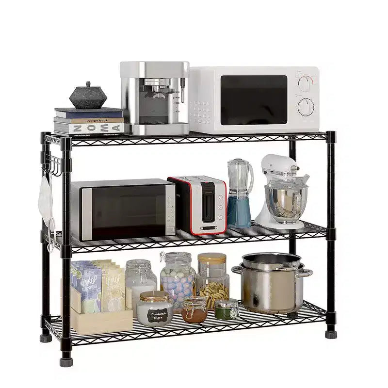 46" Wide Height-Adjustable Steel Wire Shelving Unit with Wheels, Heavy-Duty Storage
