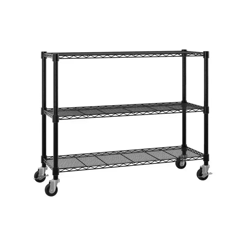46" Wide Height-Adjustable Steel Wire Shelving Unit with Wheels, Heavy-Duty Storage
