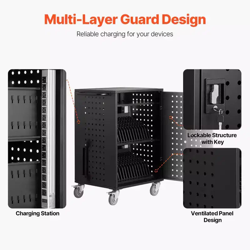 32-Device Mobile Charging Cart Station for Schools, Offices & Classrooms