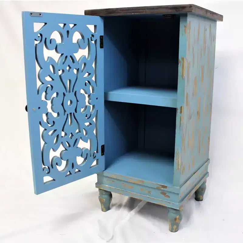 Rustic Wooden End Table with Dual Storage Shelf, Rectangle Side Table for Living Room