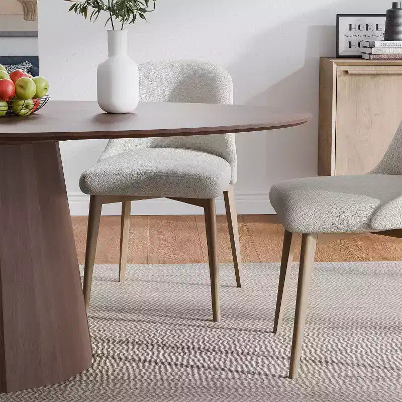 67-Inch Nordic Style Round Solid Wood Dining Table, Modern Simple Home Restaurant Large Round Table, Light Luxury Design