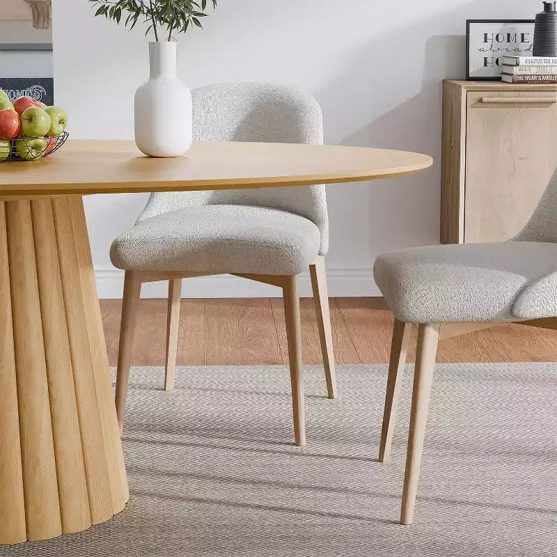 67-Inch Nordic Style Round Solid Wood Dining Table, Modern Simple Home Restaurant Large Round Table, Light Luxury Design