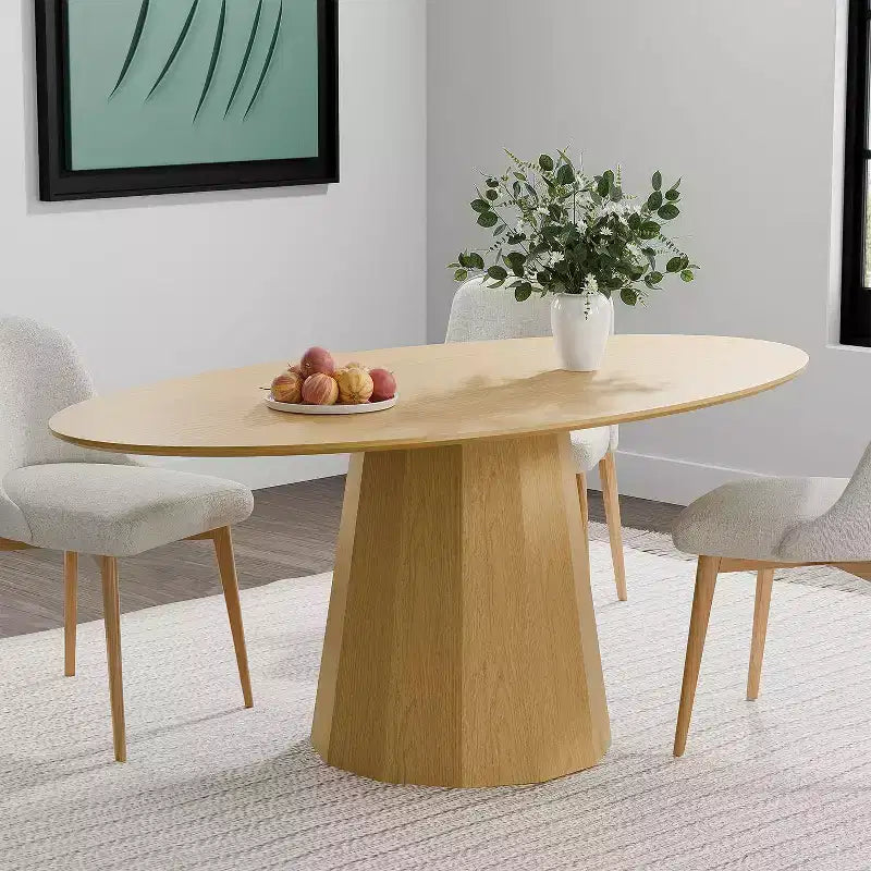67-Inch Nordic Style Round Solid Wood Dining Table, Modern Simple Home Restaurant Large Round Table, Light Luxury Design