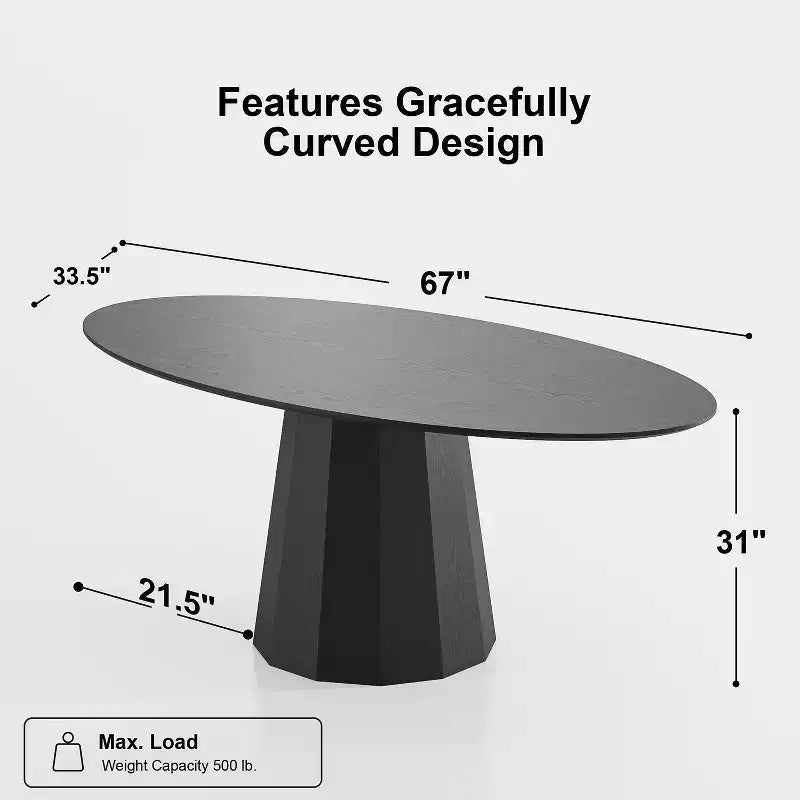 67-Inch Nordic Style Round Solid Wood Dining Table, Modern Simple Home Restaurant Large Round Table, Light Luxury Design