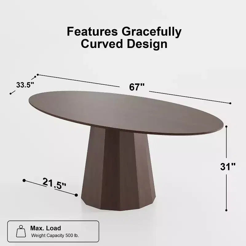 67-Inch Nordic Style Round Solid Wood Dining Table, Modern Simple Home Restaurant Large Round Table, Light Luxury Design