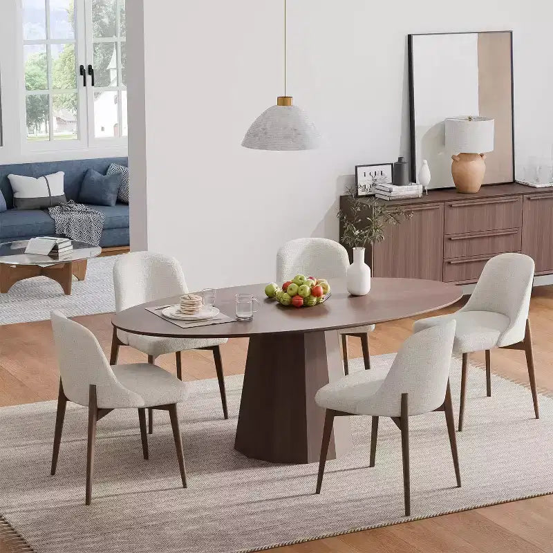 67-Inch Nordic Style Round Solid Wood Dining Table, Modern Simple Home Restaurant Large Round Table, Light Luxury Design