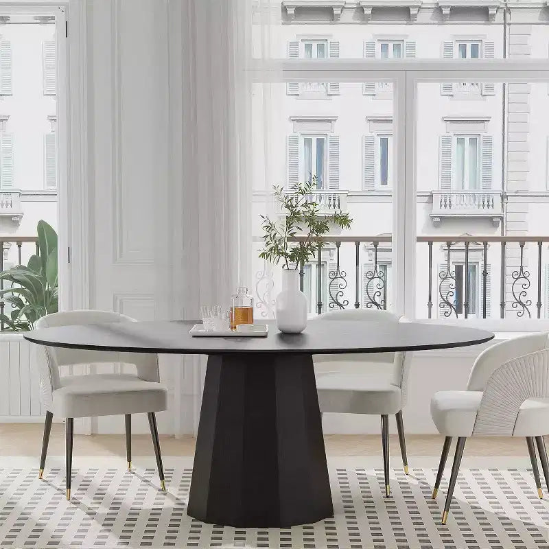 67-Inch Nordic Style Round Solid Wood Dining Table, Modern Simple Home Restaurant Large Round Table, Light Luxury Design