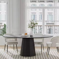 67-Inch Nordic Style Round Solid Wood Dining Table, Modern Simple Home Restaurant Large Round Table, Light Luxury Design