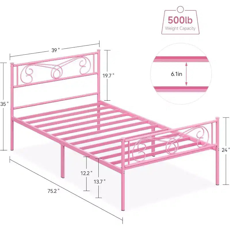 Metal King Bed Frames Platform Bed Frame, Iron-Art Headboard and Footboard, Steel Slats, Under Bed Storage, Noise Free, No Box Spring Needed, Black