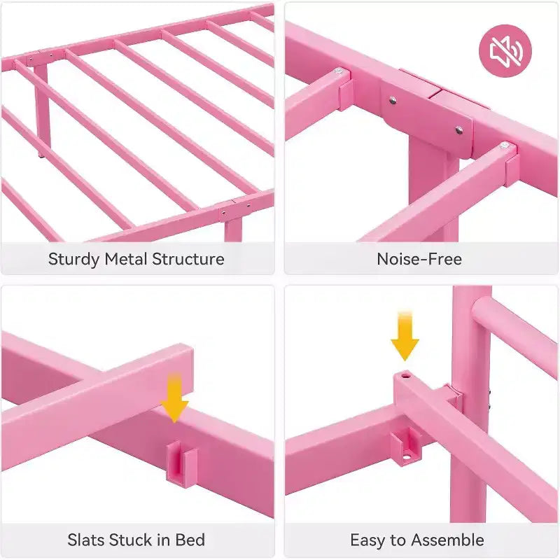 Metal King Bed Frames Platform Bed Frame, Iron-Art Headboard and Footboard, Steel Slats, Under Bed Storage, Noise Free, No Box Spring Needed, Black