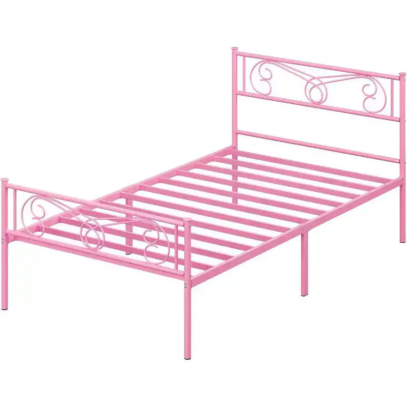 Metal King Bed Frames Platform Bed Frame, Iron-Art Headboard and Footboard, Steel Slats, Under Bed Storage, Noise Free, No Box Spring Needed, Black