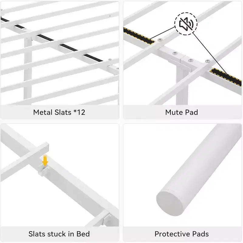 Metal King Bed Frames Platform Bed Frame, Iron-Art Headboard and Footboard, Steel Slats, Under Bed Storage, Noise Free, No Box Spring Needed, Black