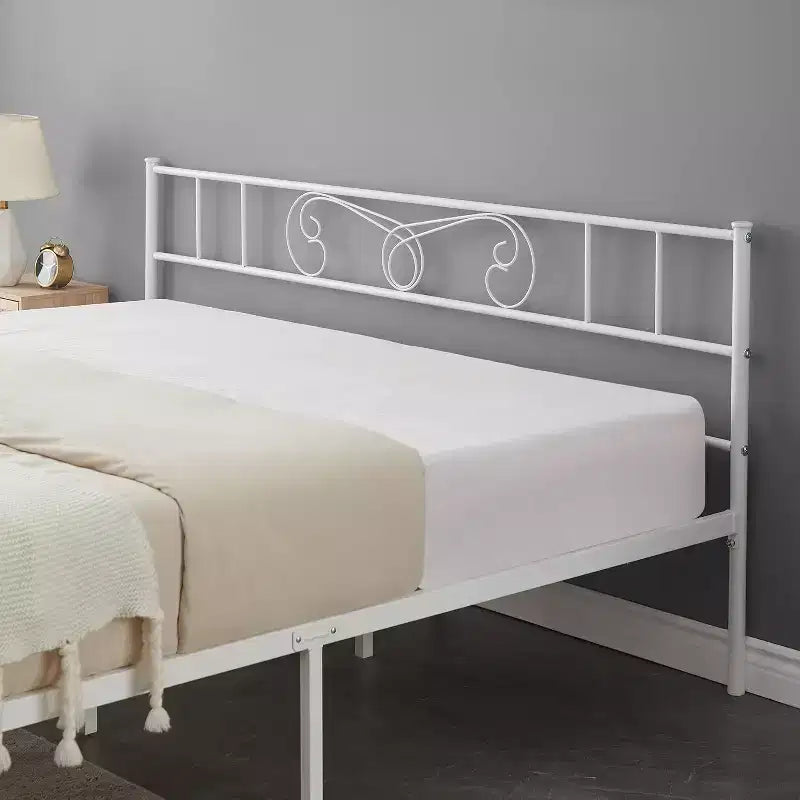 Metal King Bed Frames Platform Bed Frame, Iron-Art Headboard and Footboard, Steel Slats, Under Bed Storage, Noise Free, No Box Spring Needed, Black