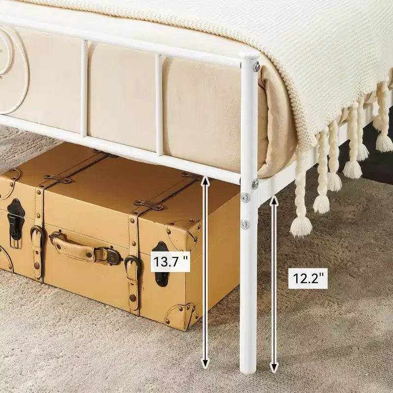 Metal King Bed Frames Platform Bed Frame, Iron-Art Headboard and Footboard, Steel Slats, Under Bed Storage, Noise Free, No Box Spring Needed, Black