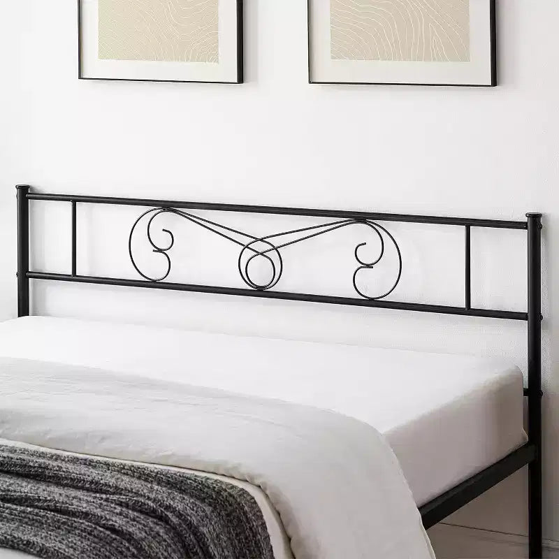 Metal King Bed Frames Platform Bed Frame, Iron-Art Headboard and Footboard, Steel Slats, Under Bed Storage, Noise Free, No Box Spring Needed, Black